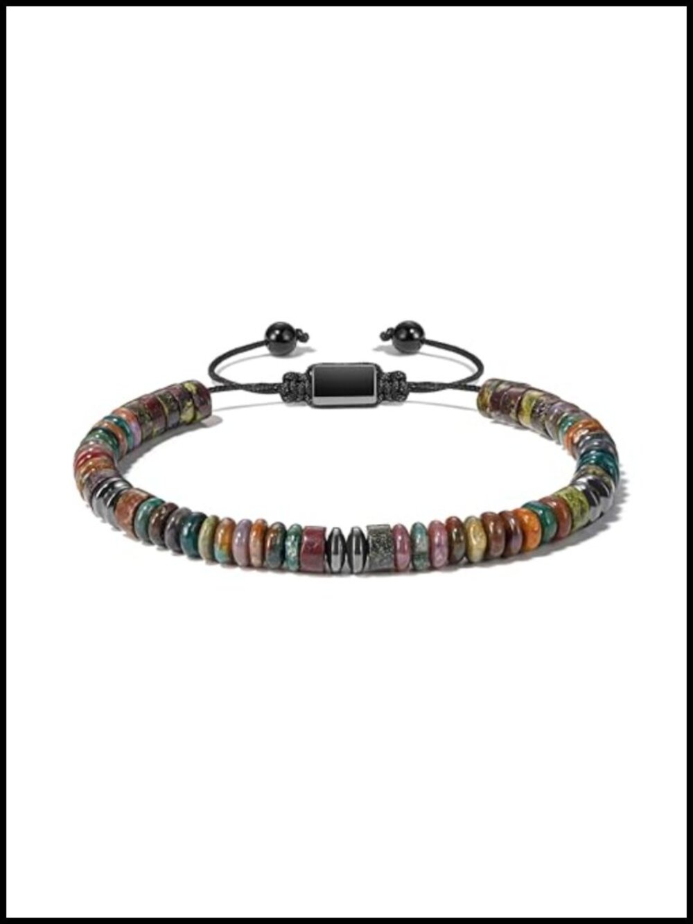 Natural Stone Beaded Bracelet Adjustable Sliding Knot Unisex Gemstone